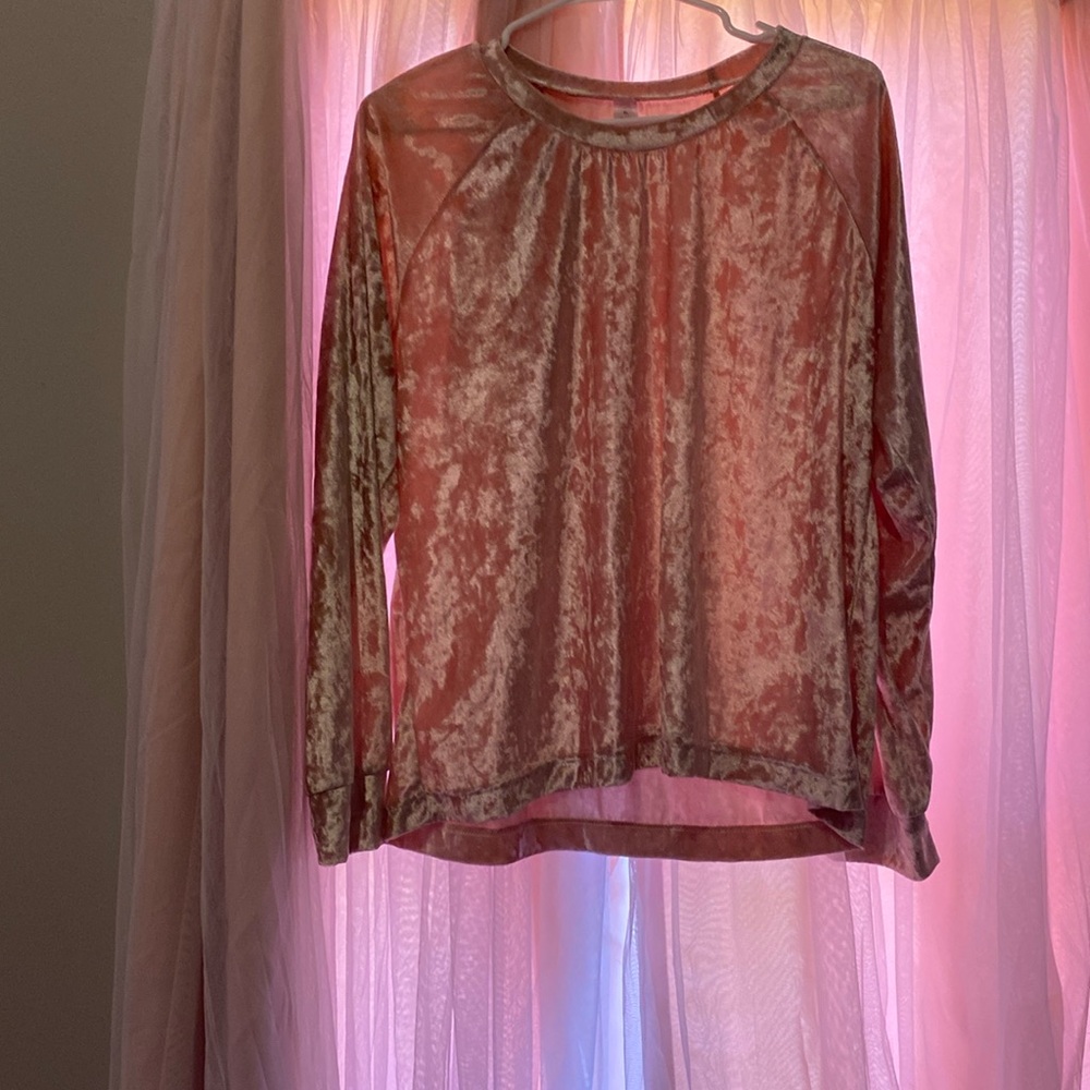 Pink velvet like long sleeve